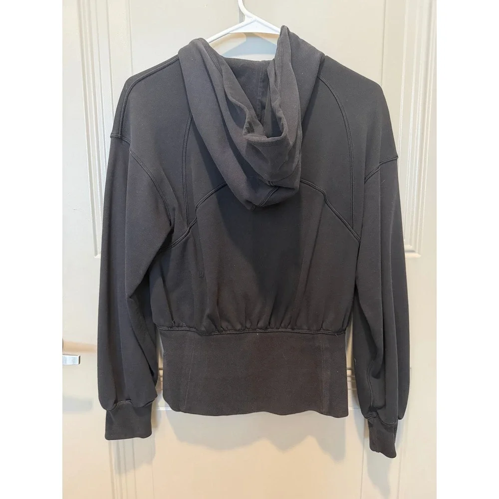 Lululemon Hugged Waist Cotton Zip Hoodie Black Size 2‎